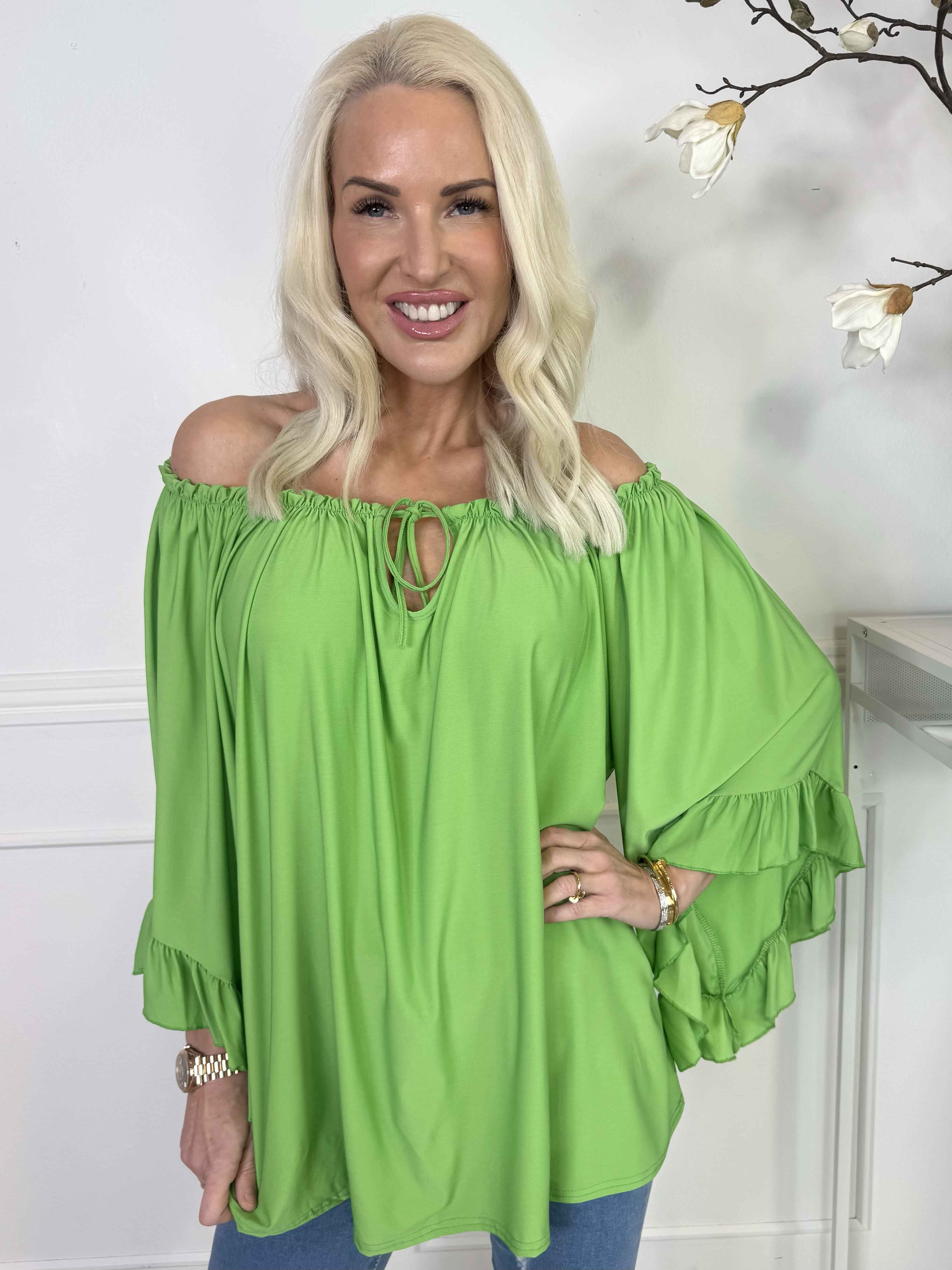 Anneli - Sød elastisk tunika med flæseærmer